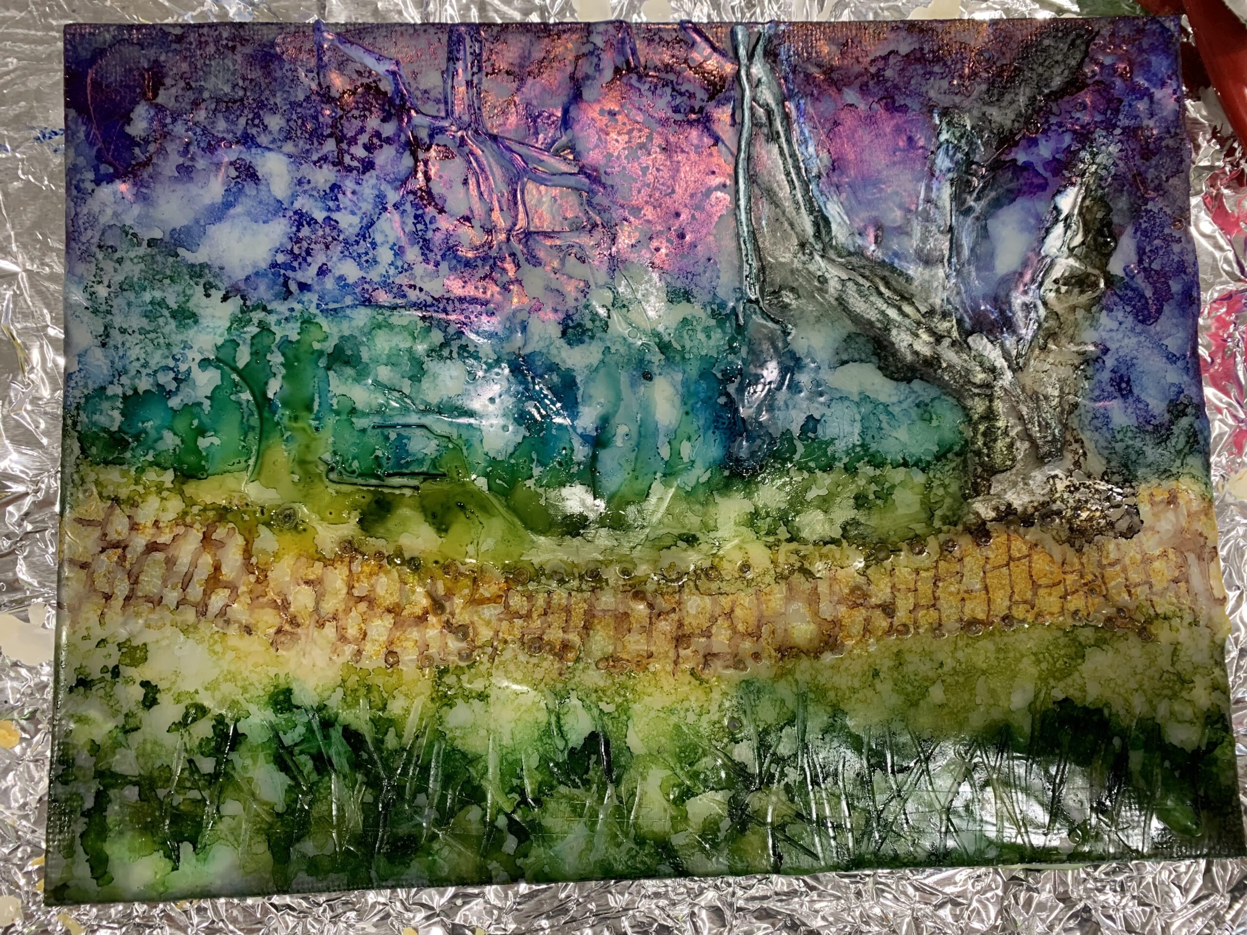 Alcohol Ink on Wax